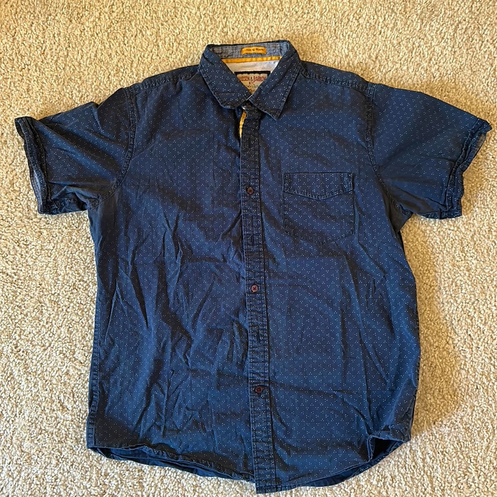 Blue short sleeve Hudson & Barrow button up